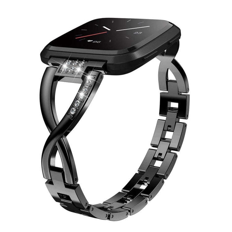 For Fitbit Versa / Fitbit Versa 2 / Fitbit Versa Lite Edition Universal X-shaped Metal Strap(Black)