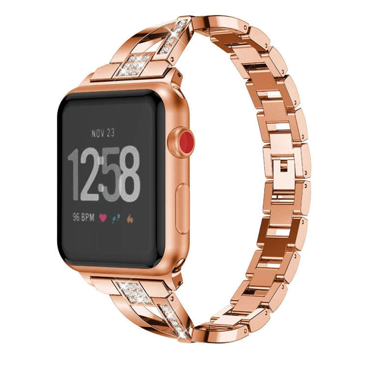 For Fitbit Versa / Fitbit Versa 2 / Fitbit Versa Lite Edition Universal X-shaped Metal Strap(Rose...