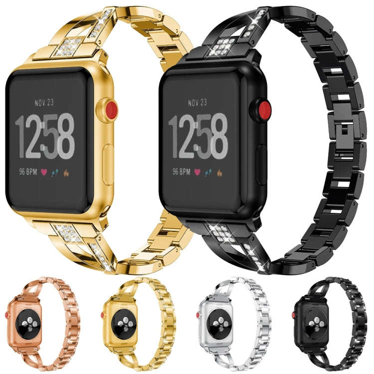 For Fitbit Versa / Fitbit Versa 2 / Fitbit Versa Lite Edition Universal X-shaped Metal Strap(Black)