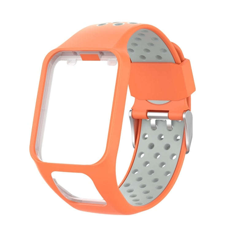 For TomTom Spark Runner 2 / 3 Strap Universal Model Two Color Silicone Replacement Wristband(Oran...