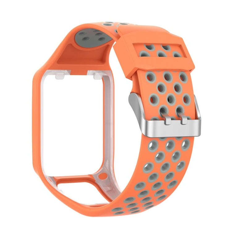 For TomTom Spark Runner 2 / 3 Strap Universal Model Two Color Silicone Replacement Wristband(Oran...