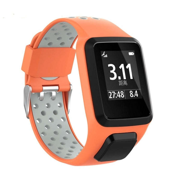 For TomTom Spark Runner 2 / 3 Strap Universal Model Two Color Silicone Replacement Wristband(Oran...