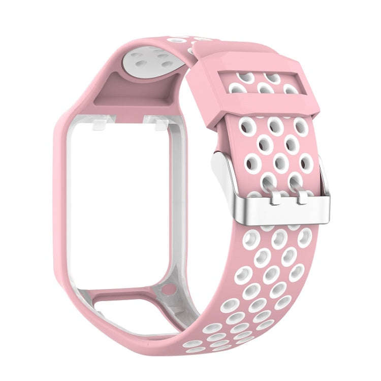 For TomTom Spark Runner 2 / 3 Strap Universal Model Two Color Silicone Replacement Wristband(Pink...
