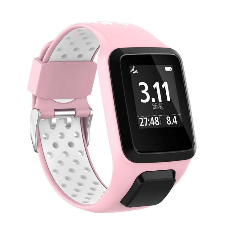 For TomTom Spark Runner 2 / 3 Strap Universal Model Two Color Silicone Replacement Wristband(Pink...