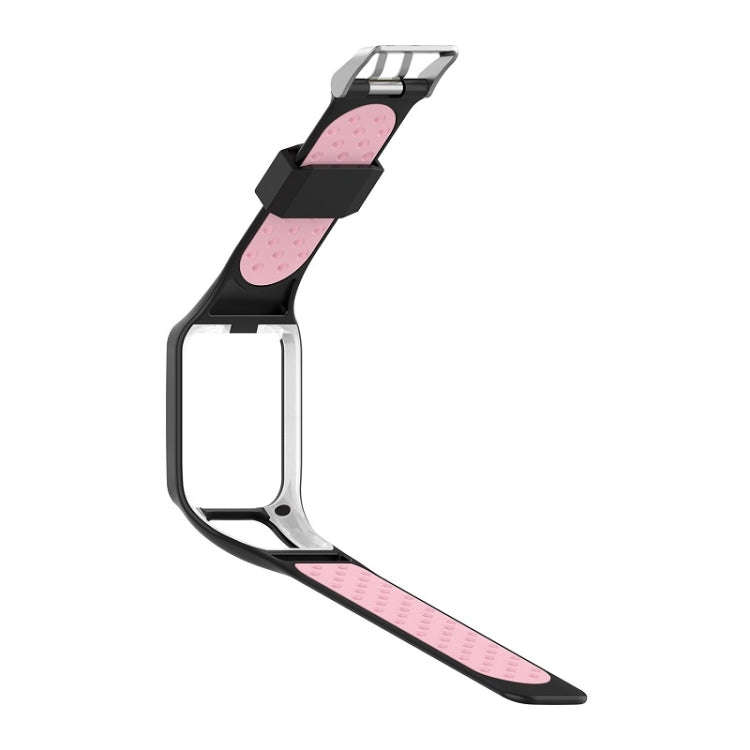 For TomTom Spark Runner 2 / 3 Strap Universal Model Two Color Silicone Replacement Wristband(Blac...