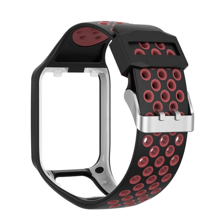 For TomTom Spark Runner 2 / 3 Strap Universal Model Two Color Silicone Replacement Wristband(Blac...