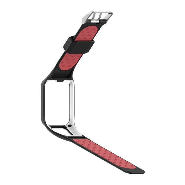 For TomTom Spark Runner 2 / 3 Strap Universal Model Two Color Silicone Replacement Wristband(Blac...