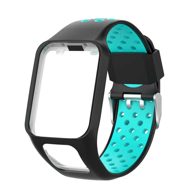 For TomTom Spark Runner 2 / 3 Strap Universal Model Two Color Silicone Replacement Wristband(Blac...