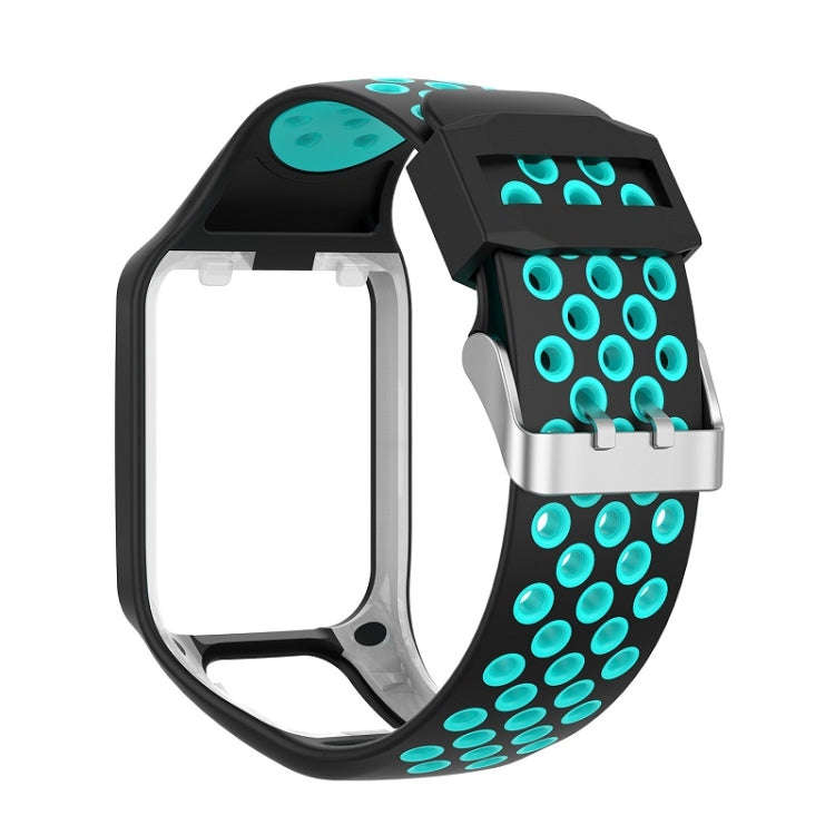 For TomTom Spark Runner 2 / 3 Strap Universal Model Two Color Silicone Replacement Wristband(Blac...