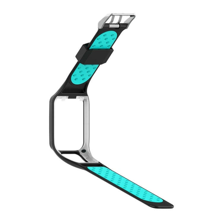 For TomTom Spark Runner 2 / 3 Strap Universal Model Two Color Silicone Replacement Wristband(Blac...