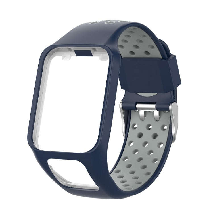 For TomTom Spark Runner 2 / 3 Strap Universal Model Two Color Silicone Replacement Wristband(Blue...