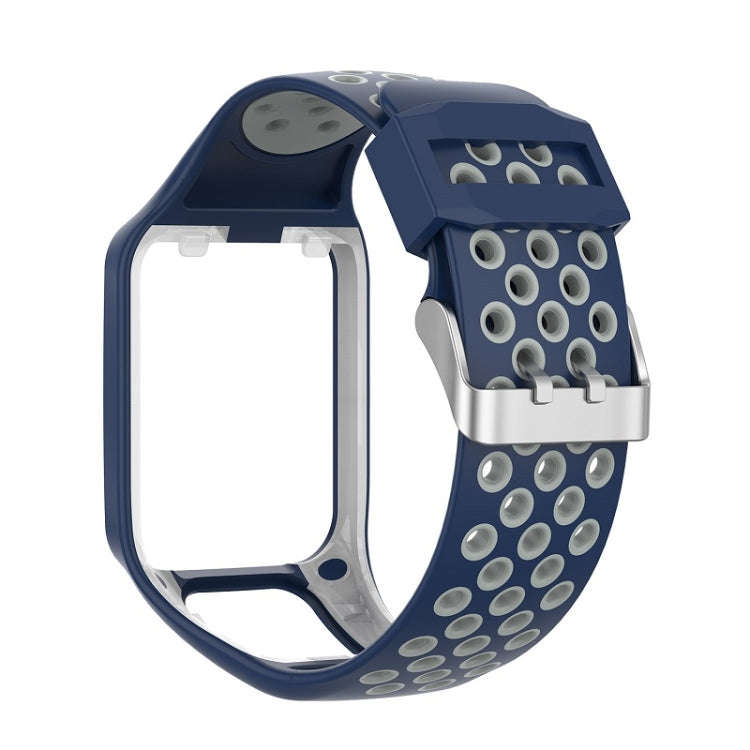 For TomTom Spark Runner 2 / 3 Strap Universal Model Two Color Silicone Replacement Wristband(Blue...