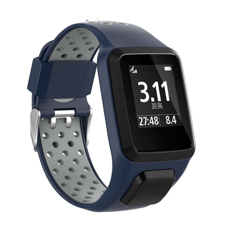 For TomTom Spark Runner 2 / 3 Strap Universal Model Two Color Silicone Replacement Wristband(Blue...