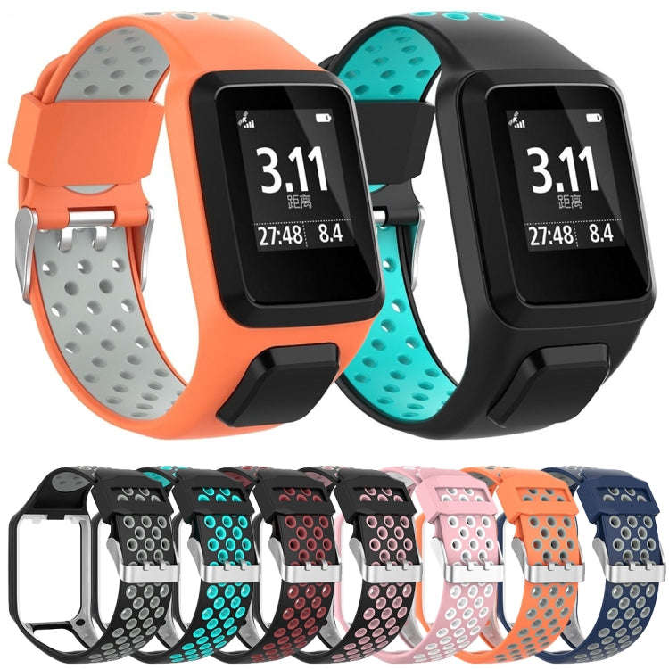 For TomTom Spark Runner 2 / 3 Strap Universal Model Two Color Silicone Replacement Wristband(Oran...