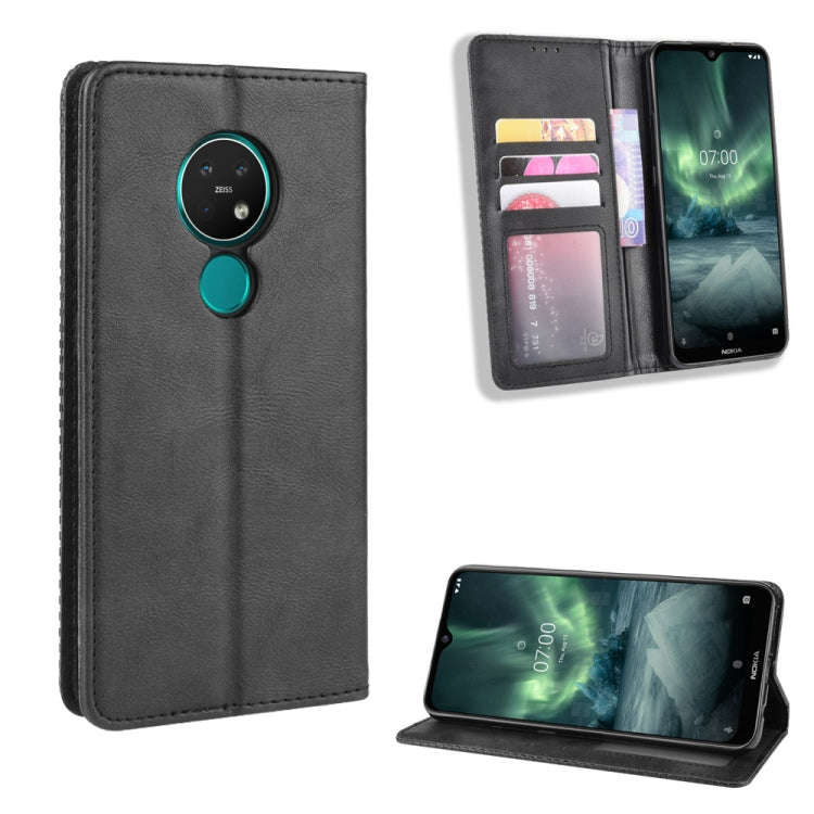 For Nokia 7.2 / Nokia 6.2 Magnetic Buckle Retro Crazy Horse Texture Horizontal Flip Leather Case ...