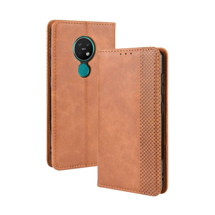 For Nokia 7.2 / Nokia 6.2 Magnetic Buckle Retro Crazy Horse Texture Horizontal Flip Leather Case ...