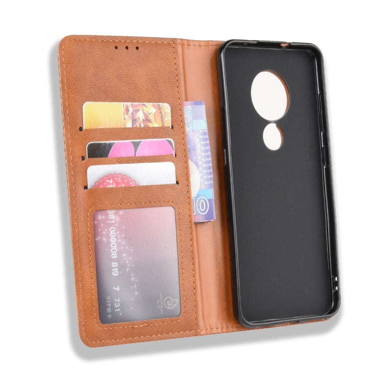 For Nokia 7.2 / Nokia 6.2 Magnetic Buckle Retro Crazy Horse Texture Horizontal Flip Leather Case ...