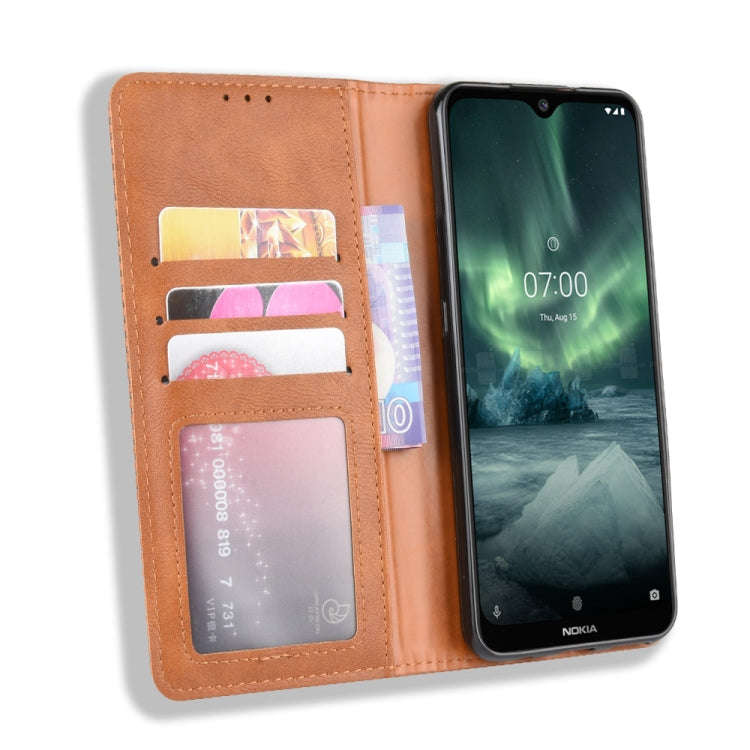 For Nokia 7.2 / Nokia 6.2 Magnetic Buckle Retro Crazy Horse Texture Horizontal Flip Leather Case ...