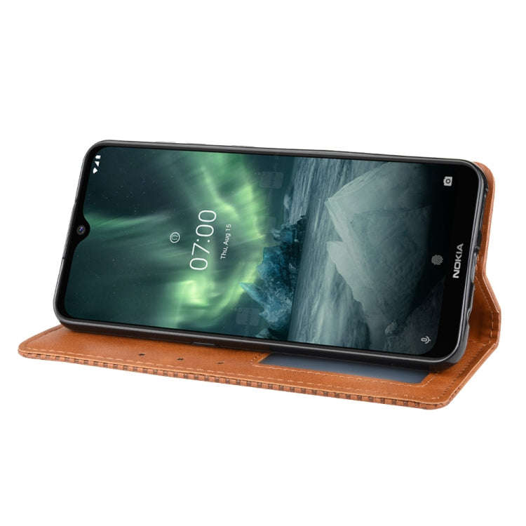 For Nokia 7.2 / Nokia 6.2 Magnetic Buckle Retro Crazy Horse Texture Horizontal Flip Leather Case ...