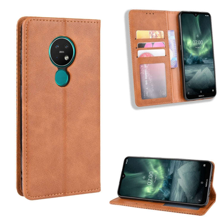For Nokia 7.2 / Nokia 6.2 Magnetic Buckle Retro Crazy Horse Texture Horizontal Flip Leather Case ...
