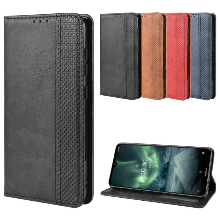 For Nokia 7.2 / Nokia 6.2 Magnetic Buckle Retro Crazy Horse Texture Horizontal Flip Leather Case ...