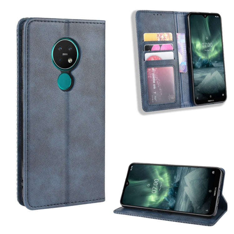 For Nokia 7.2 / Nokia 6.2 Magnetic Buckle Retro Crazy Horse Texture Horizontal Flip Leather Case ...