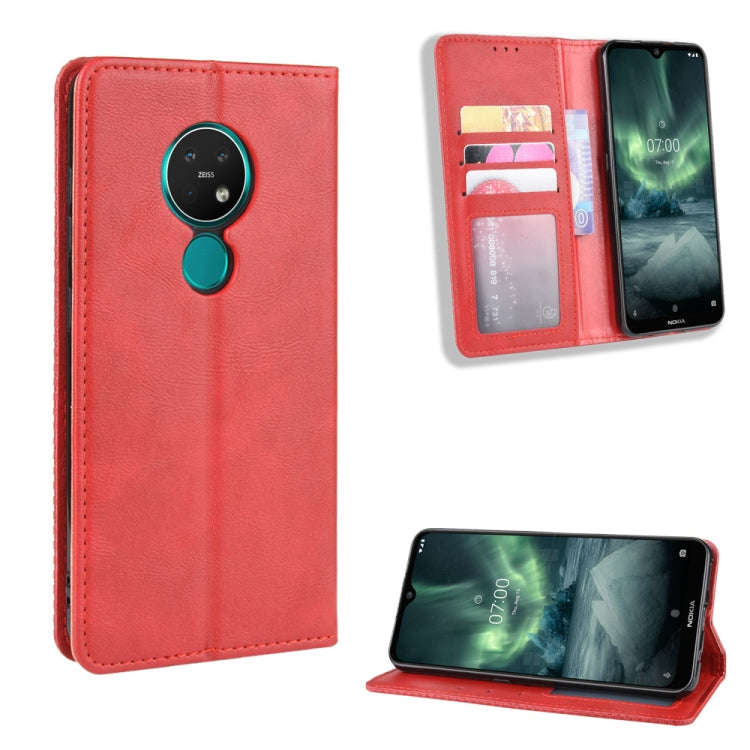 For Nokia 7.2 / Nokia 6.2 Magnetic Buckle Retro Crazy Horse Texture Horizontal Flip Leather Case ...