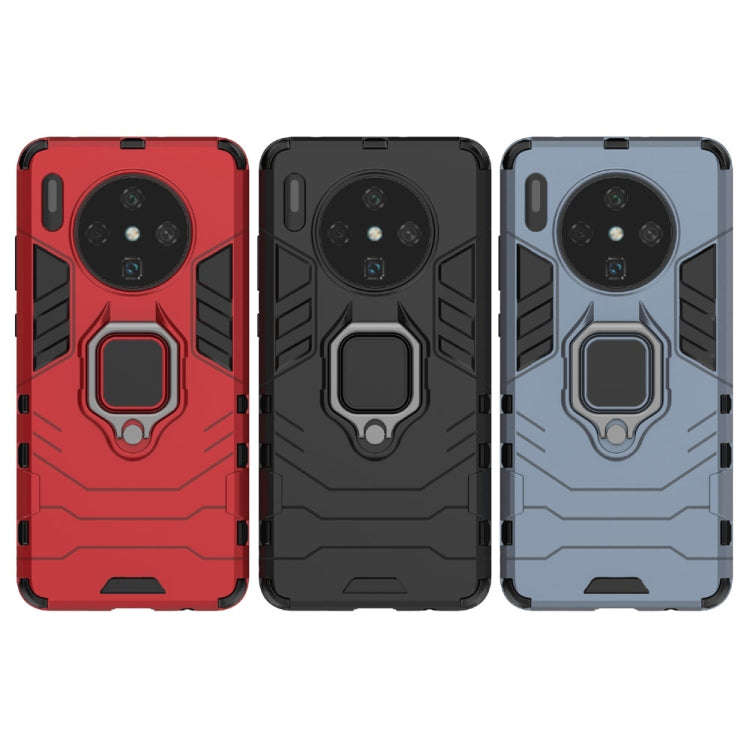 For Huawei Mate 30 PC + TPU Shockproof Protective Case with Magnetic Ring Holder(Navy blue)