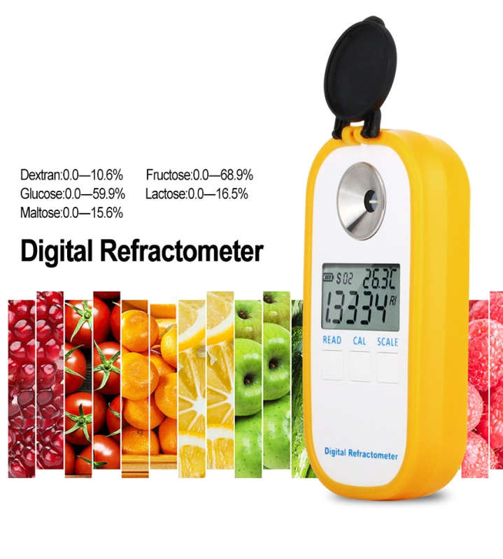 DR103 Digital Refractometer LCD Display Brxi Fruit Juice Sugar Meter Refractometer For Dextran Fr...