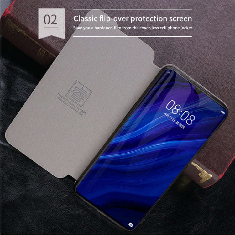 For Huawei P30 MOFI Rui Series Classical Leather Flip Leather Case With Bracket Embedded Steel Pl...