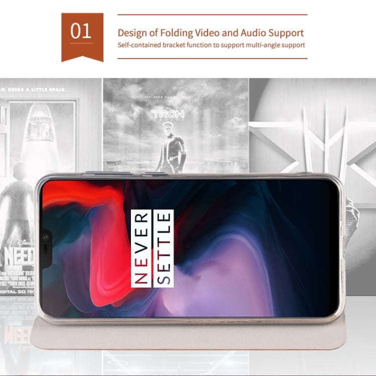For Oneplus 6 MOFI Rui Series Classical Leather Flip Leather Case With Bracket Embedded Steel Pla...