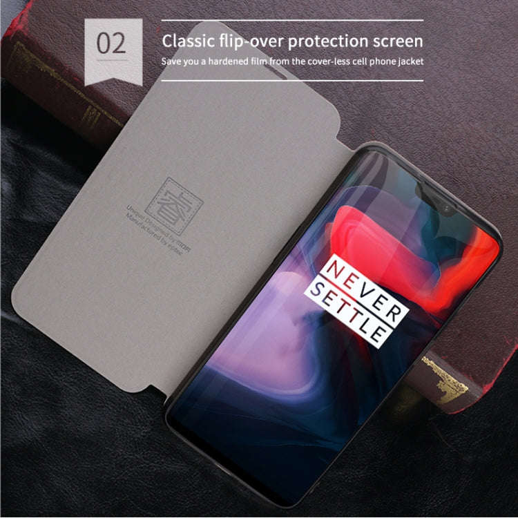 For Oneplus 6 MOFI Rui Series Classical Leather Flip Leather Case With Bracket Embedded Steel Pla...