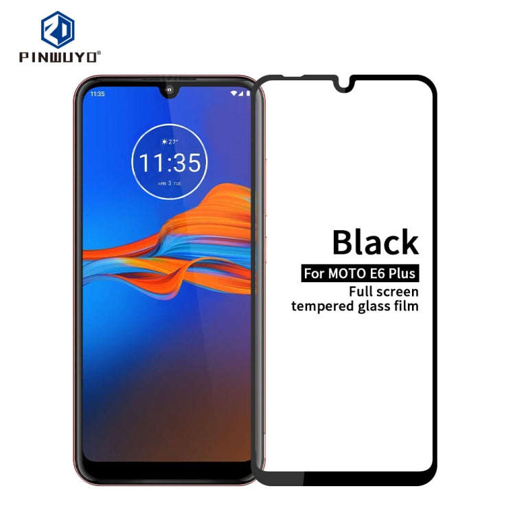 For Moto E6 Plus PINWUYO 9H 2.5D Full Screen Tempered Glass Film(Black)