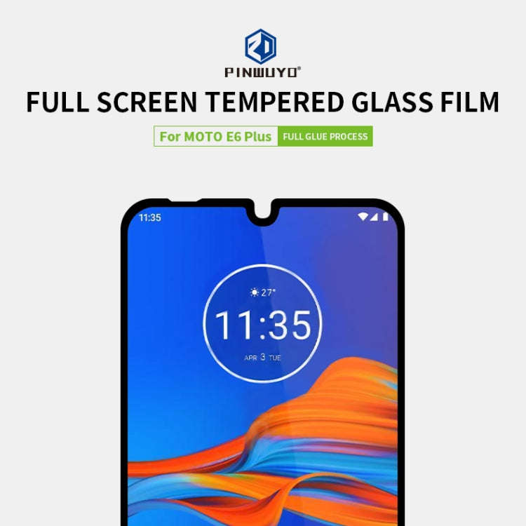For Moto E6 Plus PINWUYO 9H 2.5D Full Screen Tempered Glass Film(Black)