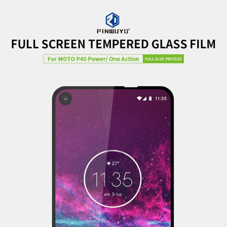 For MOTO P40 Power / One Action PINWUYO 9H 2.5D Full Screen Tempered Glass Film(Black)