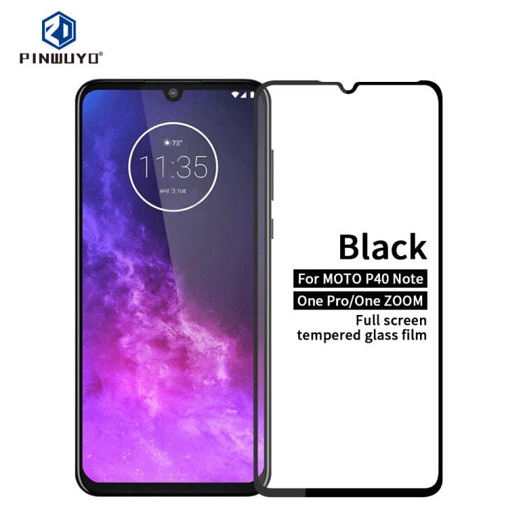 For MOTO One Zoom PINWUYO 9H 2.5D Full Screen Tempered Glass Film(Black)