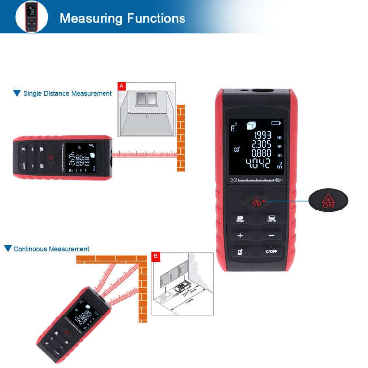 E40 Laser Rangefinder Laser Distance Meter Measuring Device Digital Handheld Tools Module Range 4...