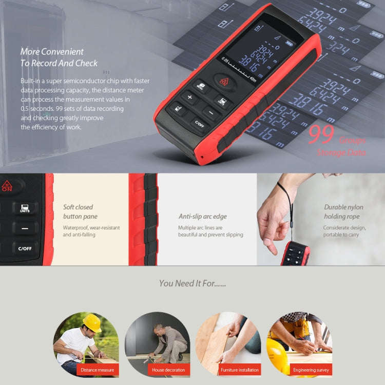 E40 Laser Rangefinder Laser Distance Meter Measuring Device Digital Handheld Tools Module Range 4...