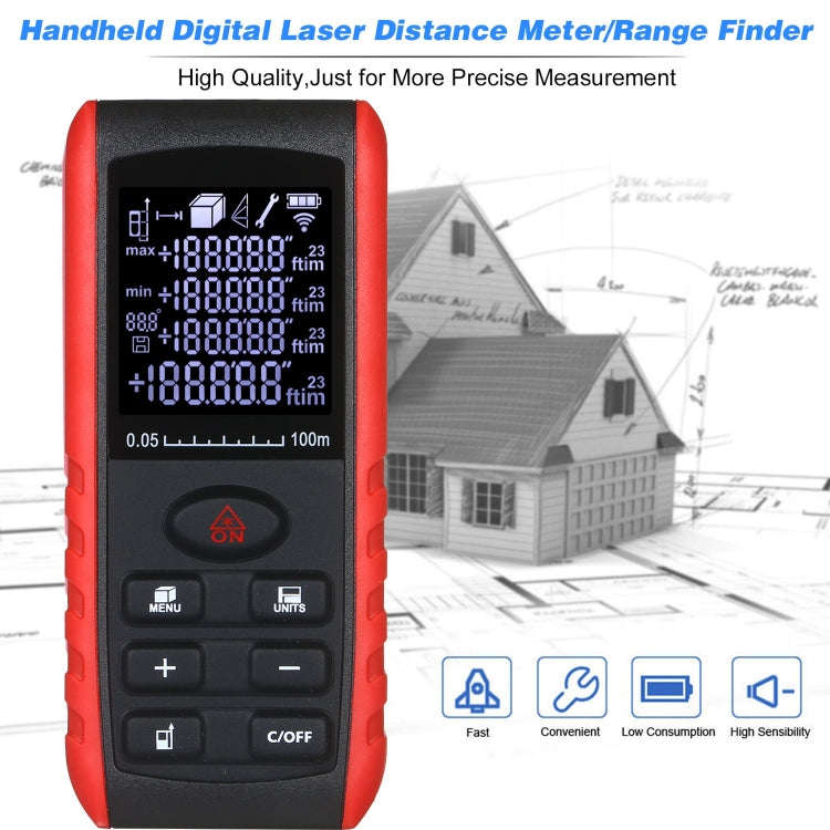 E100 Laser Rangefinder Laser Distance Meter Measuring Device Digital Handheld Tools Module Range ...