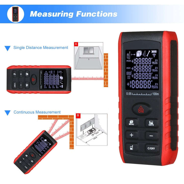 E100 Laser Rangefinder Laser Distance Meter Measuring Device Digital Handheld Tools Module Range ...