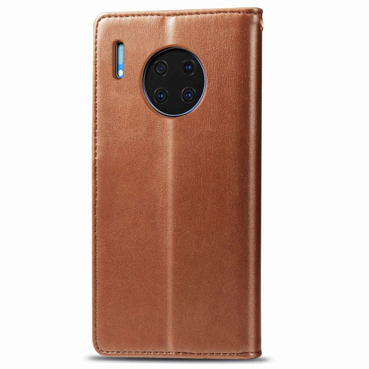 For Huawei Mate 30 Pro  Retro Solid Color Leather Buckle Phone Case with Lanyard & Photo Frame & ...