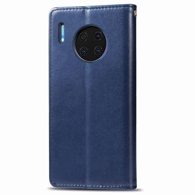 For Huawei Mate 30 Pro  Retro Solid Color Leather Buckle Phone Case with Lanyard & Photo Frame & ...