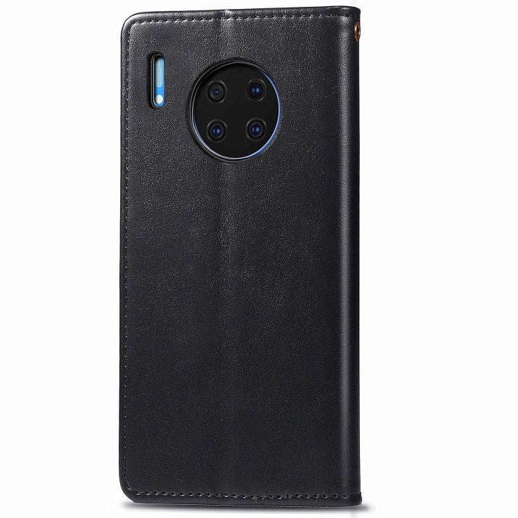 For Huawei Mate 30 Pro  Retro Solid Color Leather Buckle Phone Case with Lanyard & Photo Frame & ...