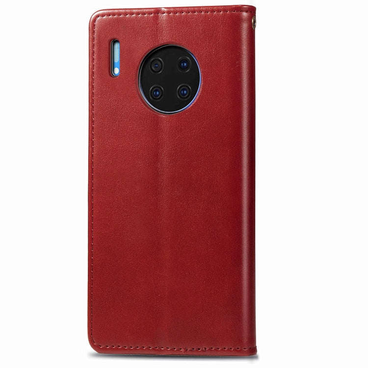 For Huawei Mate 30 Pro  Retro Solid Color Leather Buckle Phone Case with Lanyard & Photo Frame & ...