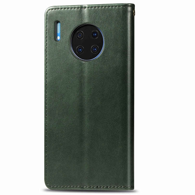 For Huawei Mate 30 Pro  Retro Solid Color Leather Buckle Phone Case with Lanyard & Photo Frame & ...