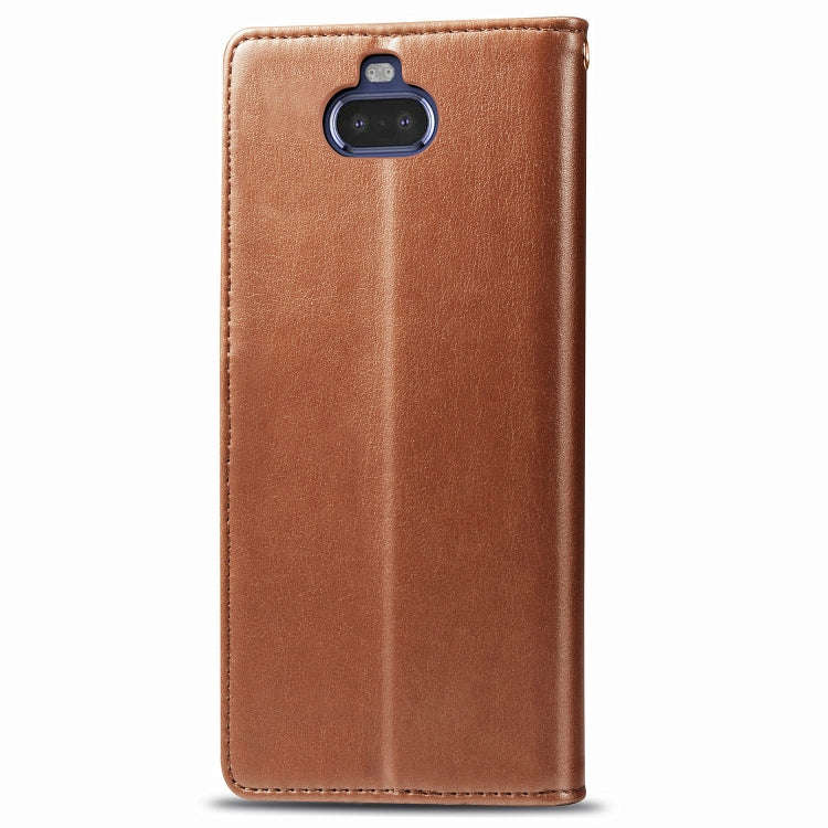 For Sony Xperia 20 Retro Solid Color Leather Buckle Phone Case with Lanyard & Photo Frame & Card ...