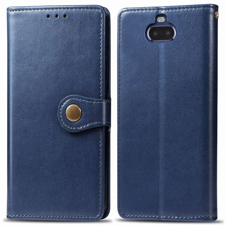 For Sony Xperia 20  Retro Solid Color Leather Buckle Phone Case with Lanyard & Photo Frame & Card...