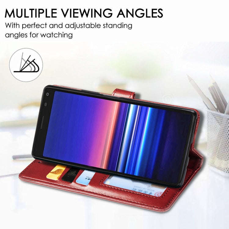 For Sony Xperia 20  Retro Solid Color Leather Buckle Phone Case with Lanyard & Photo Frame & Card...