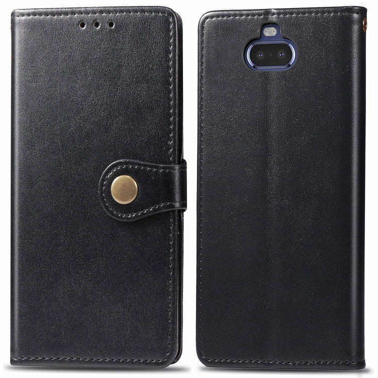 For Sony Xperia 20  Retro Solid Color Leather Buckle Phone Case with Lanyard & Photo Frame & Card...