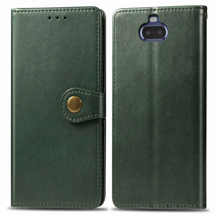 For Sony Xperia 20 Retro Solid Color Leather Buckle Phone Case with Lanyard & Photo Frame & Card ...
